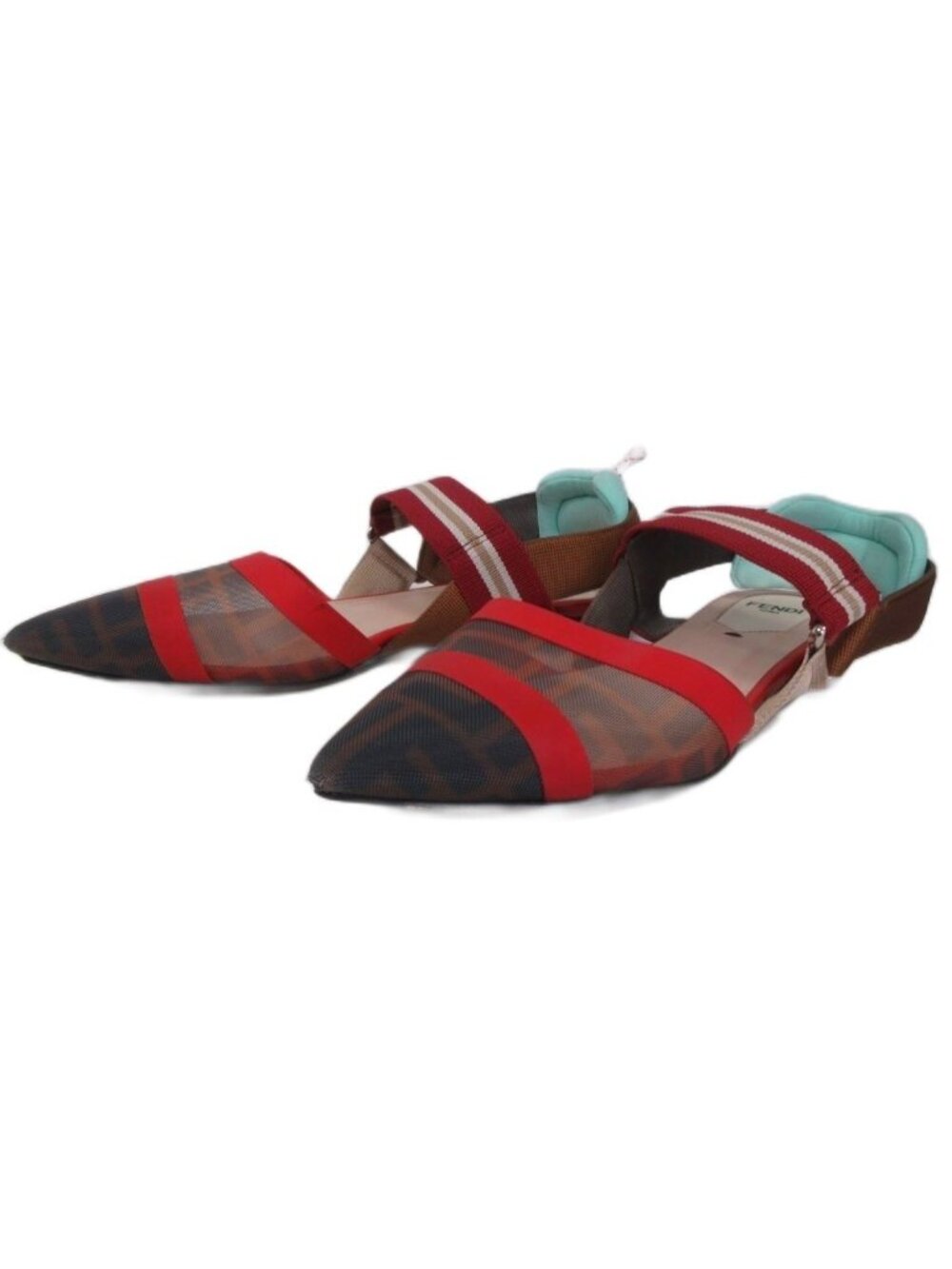 Fendi Colibri Sling Back Pump Sandals Zucca Pattern Pointed Toe 35.5 Heel